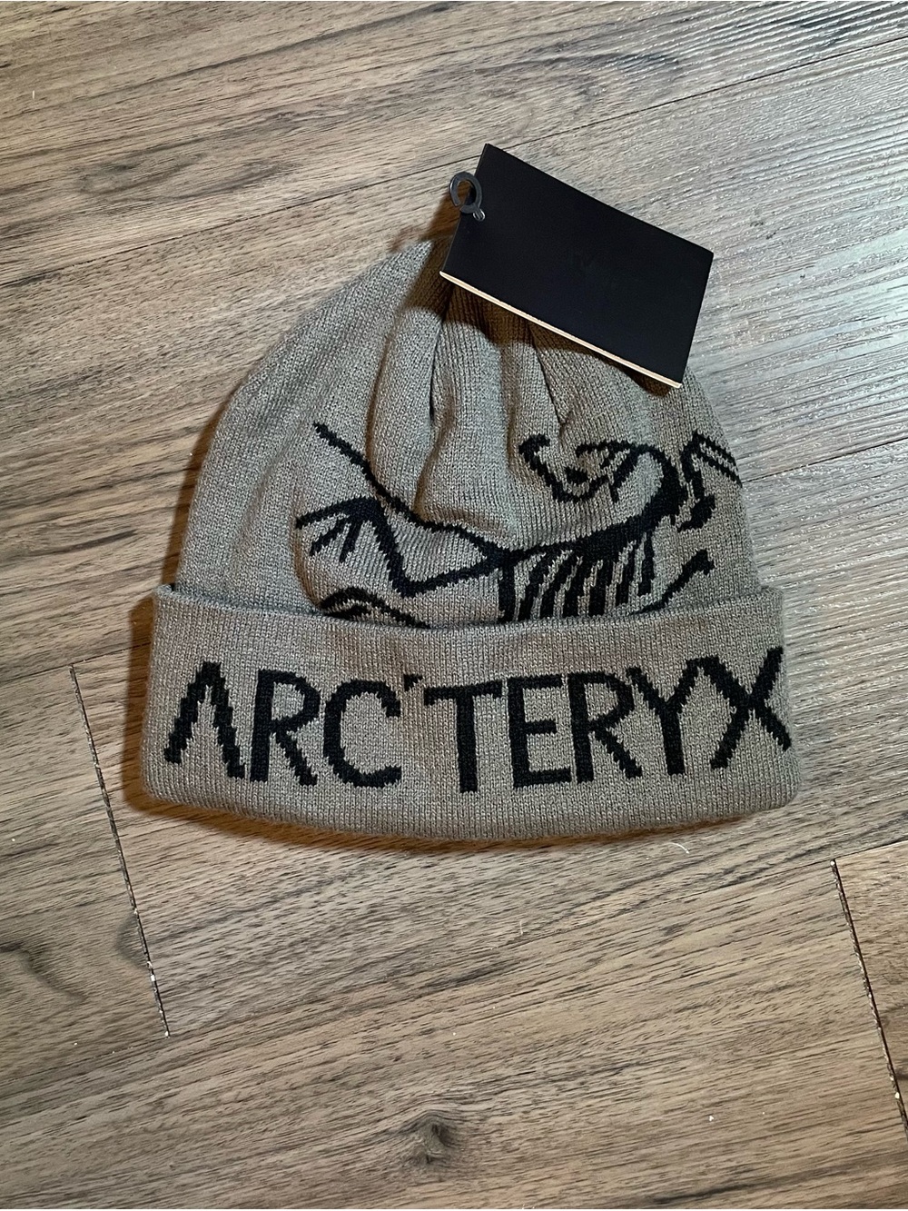 Arc'teryx Taupe Knit Cuffed Beanie with Black Logo Tag